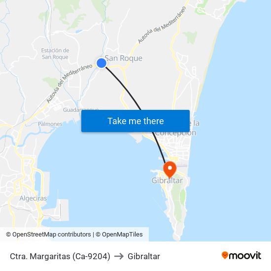 Ctra. Margaritas (Ca-9204) to Gibraltar map