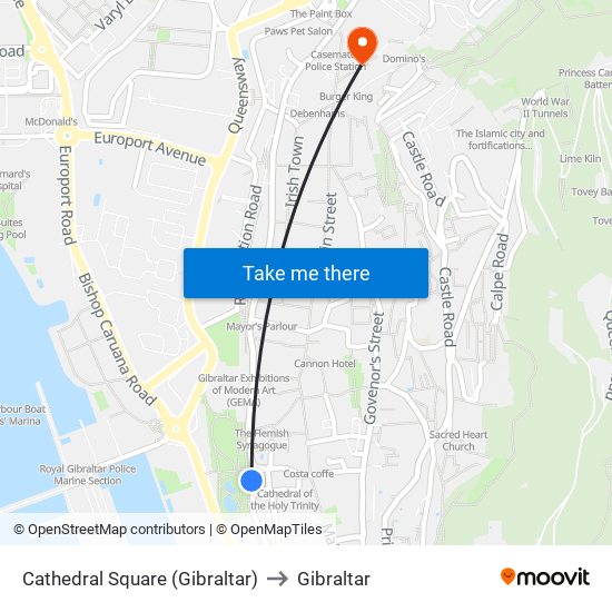 Cathedral Square (Gibraltar) to Gibraltar map