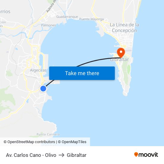 Av. Carlos Cano - Olivo to Gibraltar map