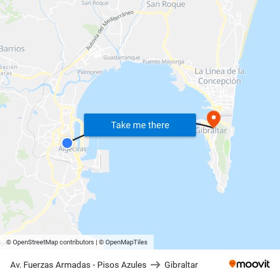 Av. Fuerzas Armadas - Pisos Azules to Gibraltar map