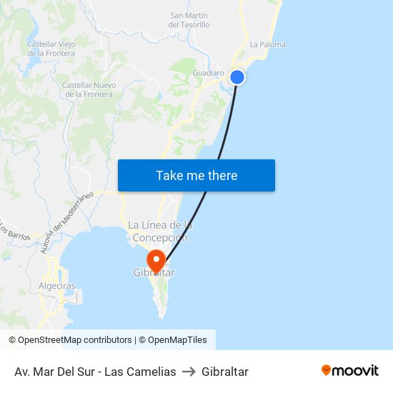 Av. Mar Del Sur - Las Camelias to Gibraltar map
