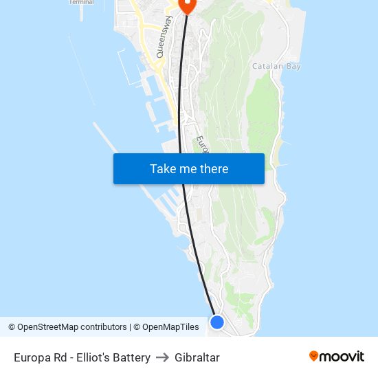 Europa Rd - Elliot's Battery to Gibraltar map