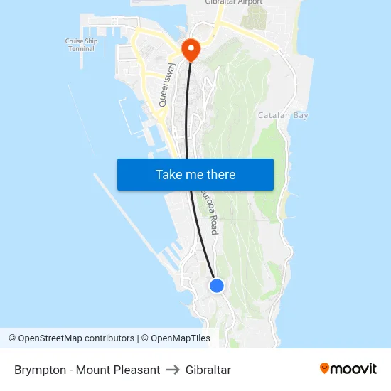 Brympton - Mount Pleasant to Gibraltar map