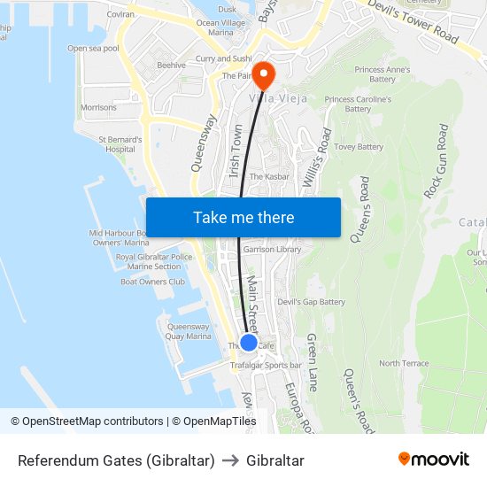 Referendum Gates (Gibraltar) to Gibraltar map