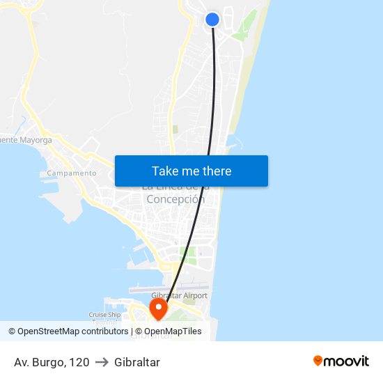 Av. Burgo, 120 to Gibraltar map