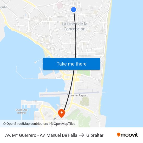 Av. Mª Guerrero - Av. Manuel De Falla to Gibraltar map