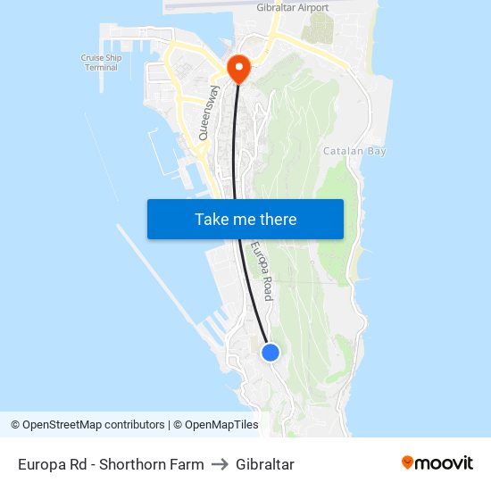 Europa Rd - Shorthorn Farm to Gibraltar map