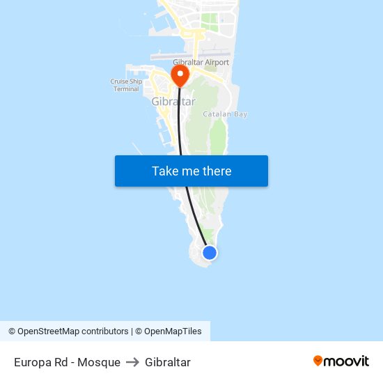 Europa Rd - Mosque to Gibraltar map