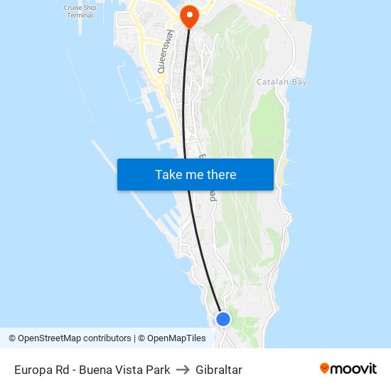 Europa Rd - Buena Vista Park to Gibraltar map