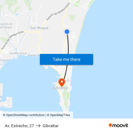 Av. Estrecho, 27 to Gibraltar map