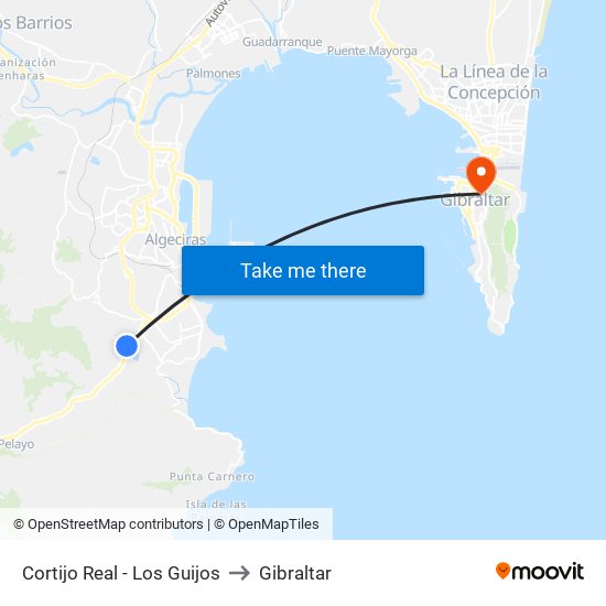 Cortijo Real - Los Guijos to Gibraltar map