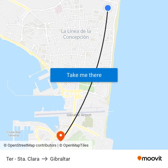 Ter - Sta. Clara to Gibraltar map