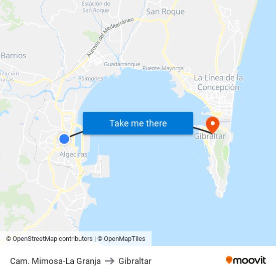 Cam. Mimosa-La Granja to Gibraltar map