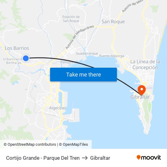 Cortijo Grande - Parque Del Tren to Gibraltar map