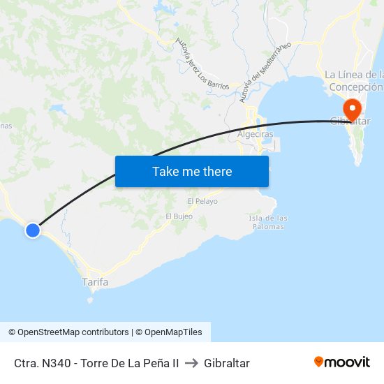 Ctra. N340 - Torre De La Peña II to Gibraltar map