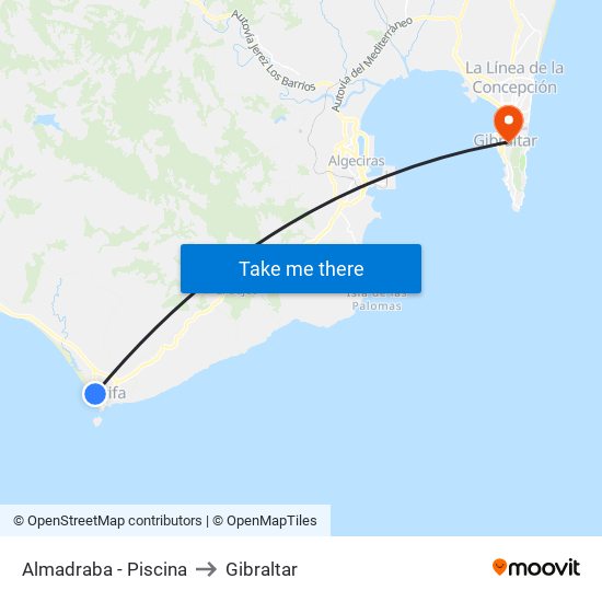 Almadraba - Piscina to Gibraltar map