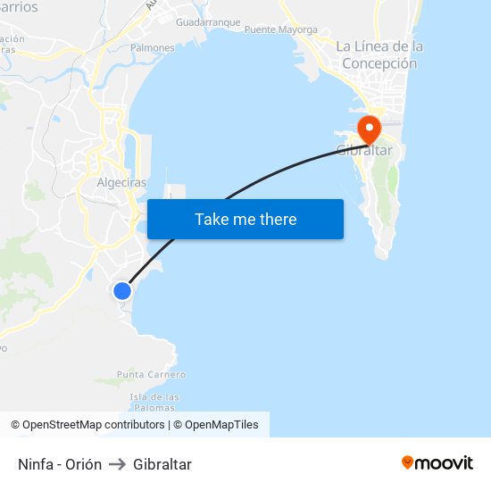 Ninfa - Orión to Gibraltar map