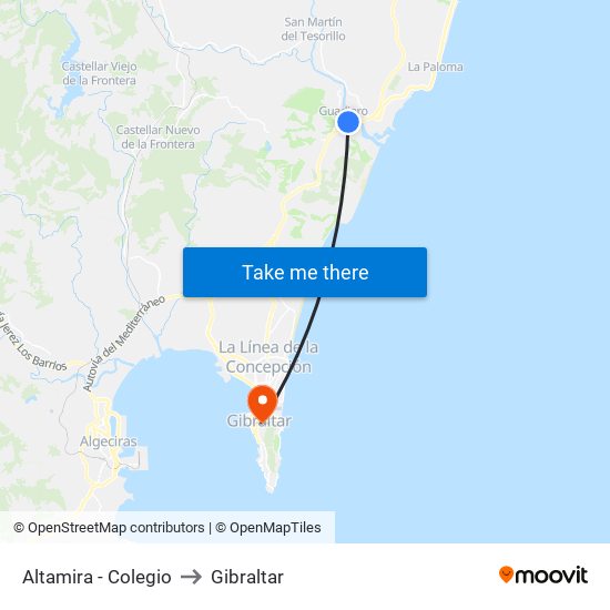 Altamira - Colegio to Gibraltar map