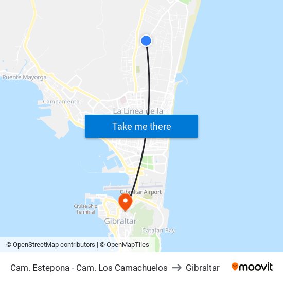 Cam. Estepona - Cam. Los Camachuelos to Gibraltar map