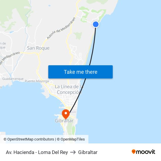 Av. Hacienda - Loma Del Rey to Gibraltar map