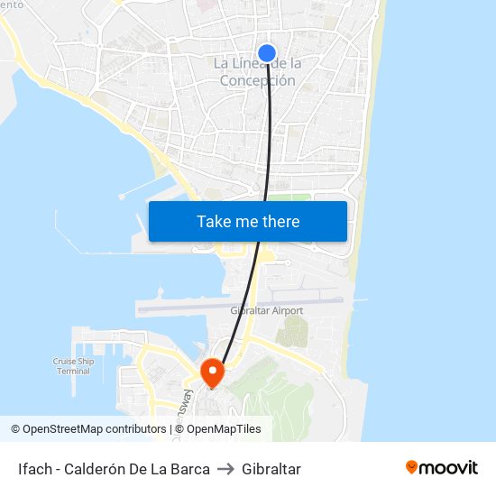 Ifach - Calderón De La Barca to Gibraltar map