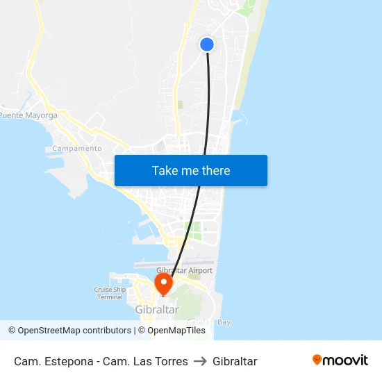 Cam. Estepona - Cam. Las Torres to Gibraltar map