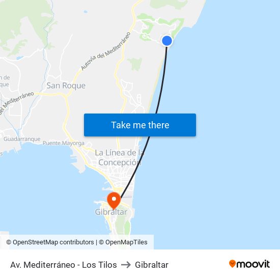Av. Mediterráneo - Los Tilos to Gibraltar map