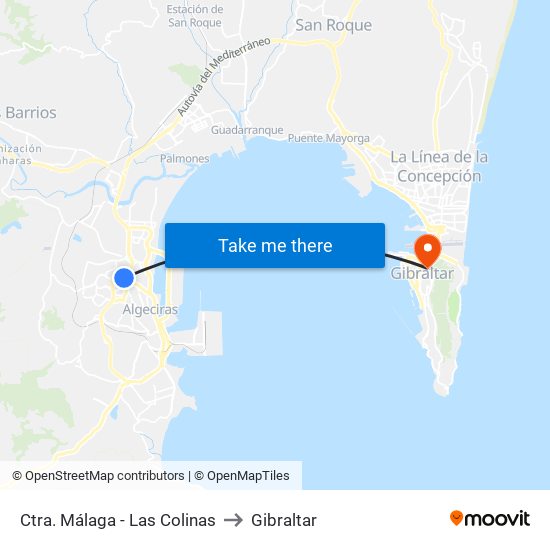 Ctra. Málaga - Las Colinas to Gibraltar map