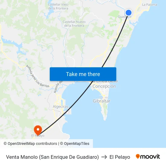 Venta Manolo (San Enrique De Guadiaro) to El Pelayo map