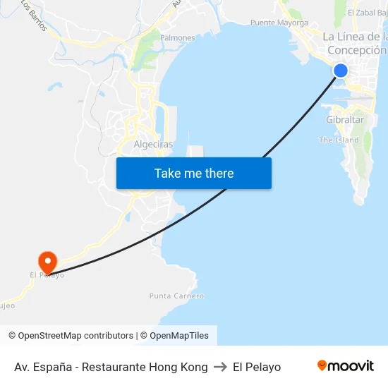 Av. España - Restaurante Hong Kong to El Pelayo map