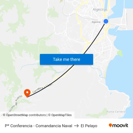 Pº Conferencia - Comandancia Naval to El Pelayo map