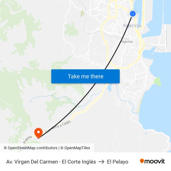 Av. Virgen Del Carmen - El Corte Inglés to El Pelayo map