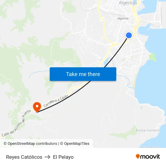 Reyes Católicos to El Pelayo map