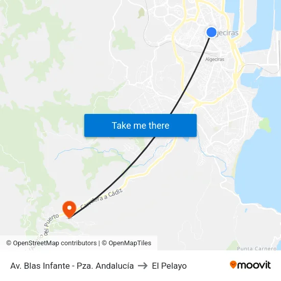 Av. Blas Infante - Plaza Andalucía to El Pelayo map