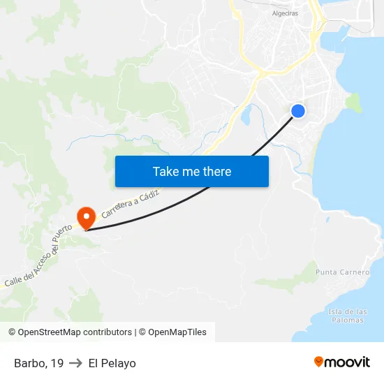 Barbo, 19 to El Pelayo map