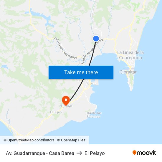 Av. Guadarranque - Casa Barea to El Pelayo map