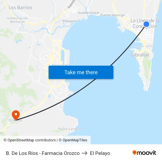 B. De Los Ríos - Farmacia Orozco to El Pelayo map
