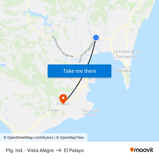 Plg. Ind. - Vista Alegre to El Pelayo map