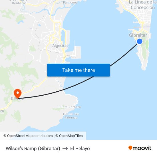 Wilson's Ramp (Gibraltar) to El Pelayo map