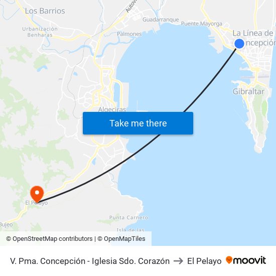 V. Pma. Concepción - Iglesia Sdo. Corazón to El Pelayo map