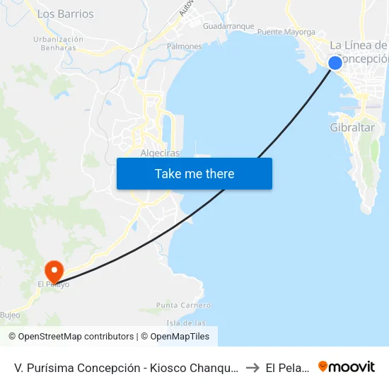 V. Purísima Concepción - Kiosco Chanquete to El Pelayo map