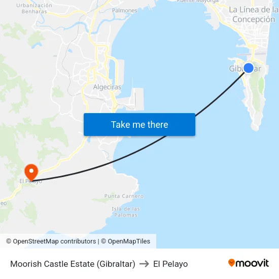Moorish Castle Estate (Gibraltar) to El Pelayo map