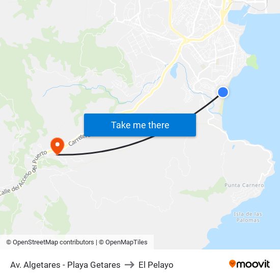 Av. Algetares - Playa Getares to El Pelayo map