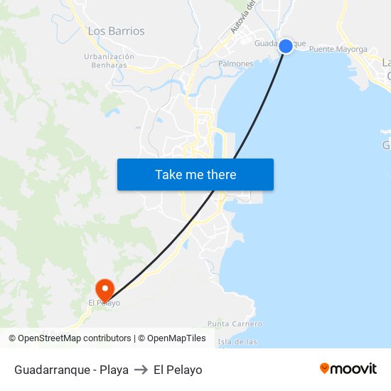 Guadarranque - Playa to El Pelayo map