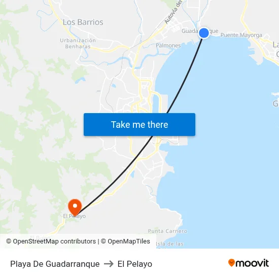 Playa De Guadarranque to El Pelayo map