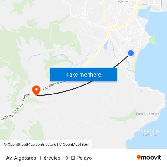 Av. Algetares - Hércules to El Pelayo map
