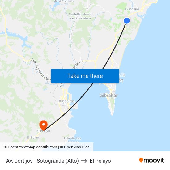Av. Cortijos - Sotogrande (Alto) to El Pelayo map
