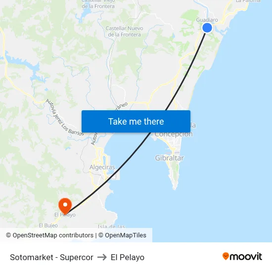 Sotomarket - Supercor to El Pelayo map