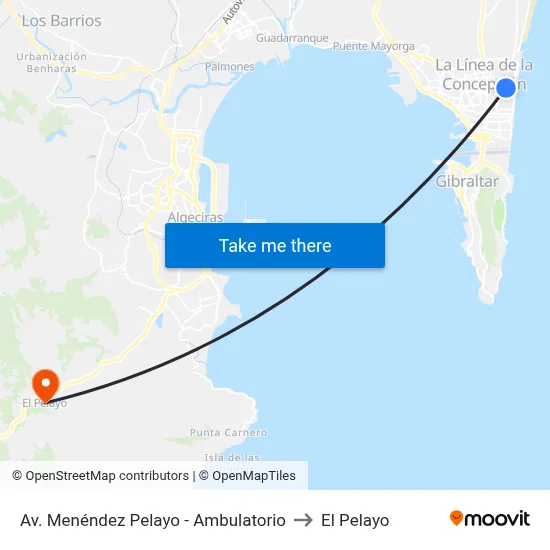 Av. Menéndez Pelayo - Ambulatorio to El Pelayo map