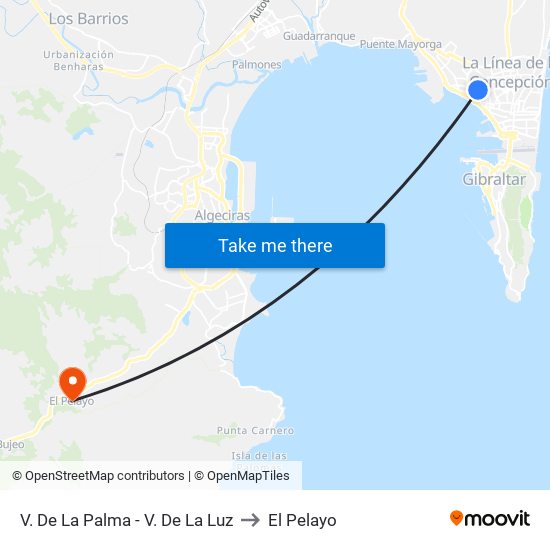 V. De La Palma - V. De La Luz to El Pelayo map